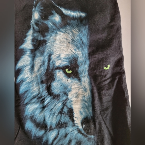 Fruit of the Loom Wolf Graphic Front Mens Black Short Sleeve T-shirt - Picture 7 of 7